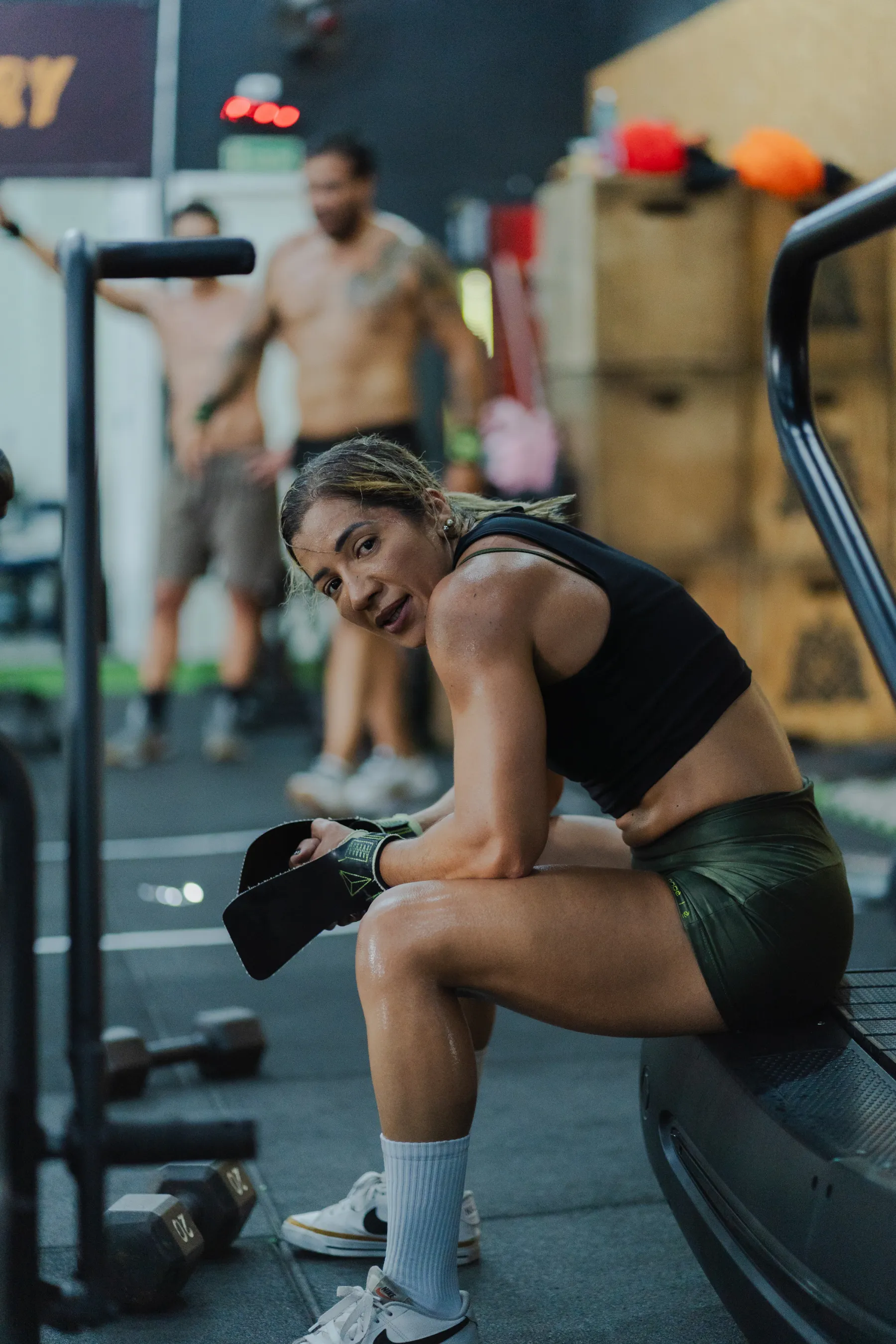 An athlete recovering after an outdoor exercise session