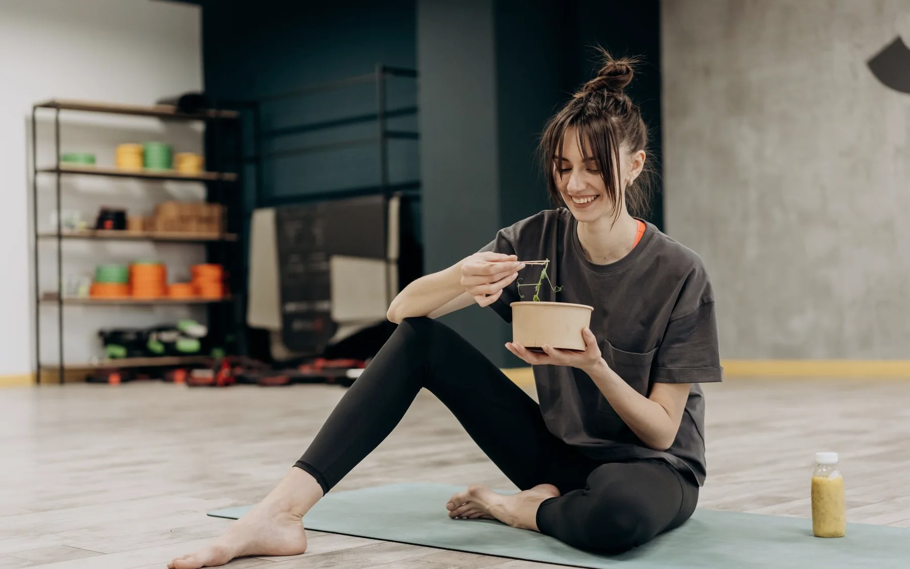 An athlete eating a balanced meal after exercise